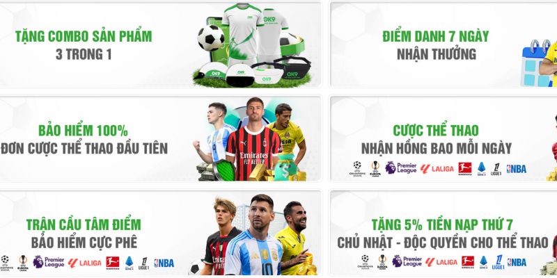 Khuyến mãi thể thao OK9, cơ hội nhận thưởng hấp dẫn cho hội viên
